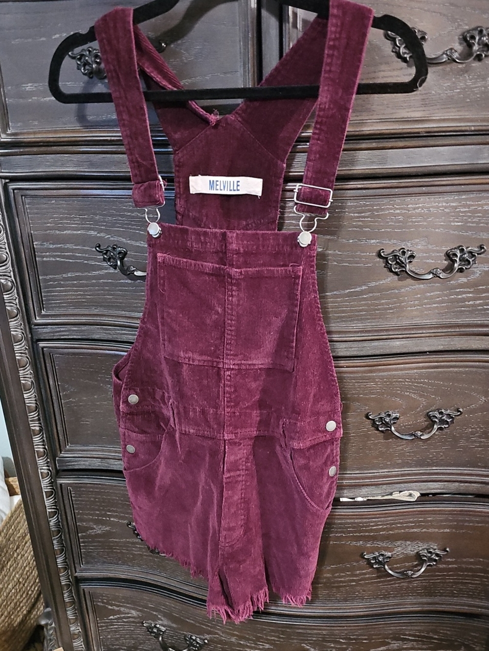 Brandy Melville Burgundy Corduroy Overall Romper